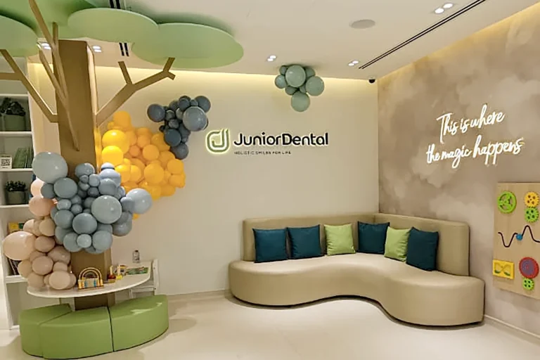 Junior Dental, children's waiting lounge with tree feature, fit-out by HQI Contracting
